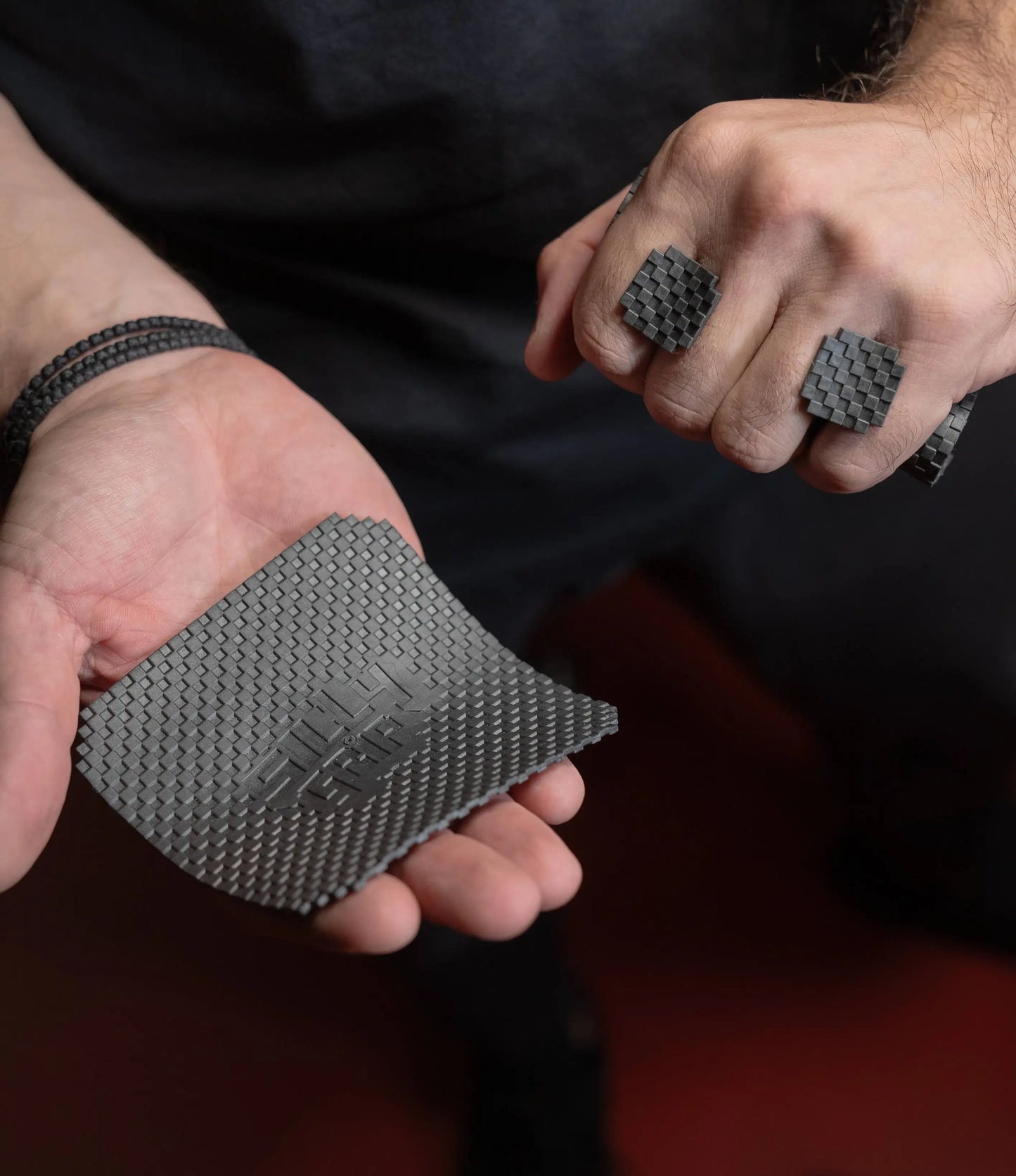 Man holding textured sillygrip lifting pads