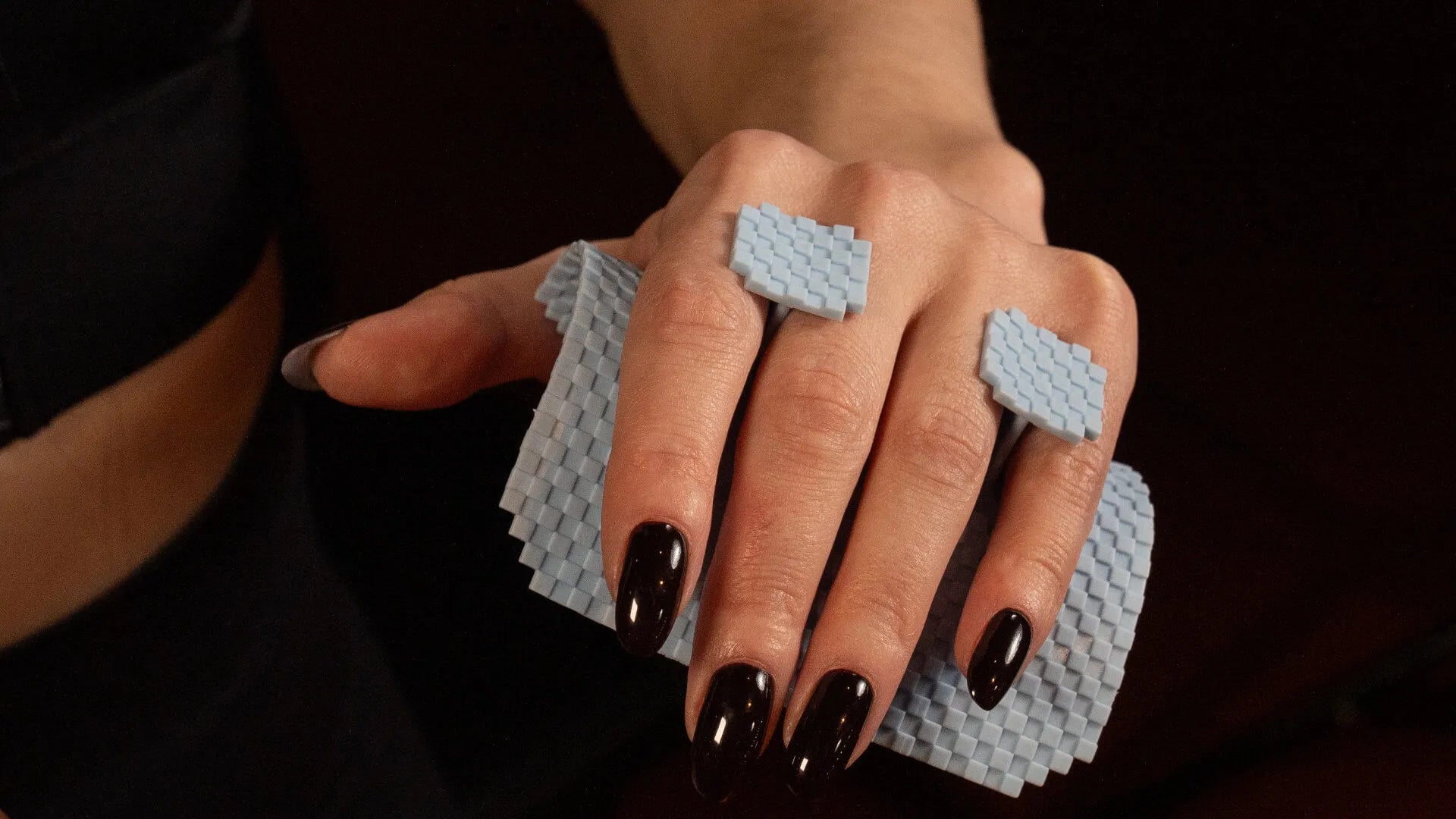 blue sillygrip - gym lifting grip pad on emale hand
